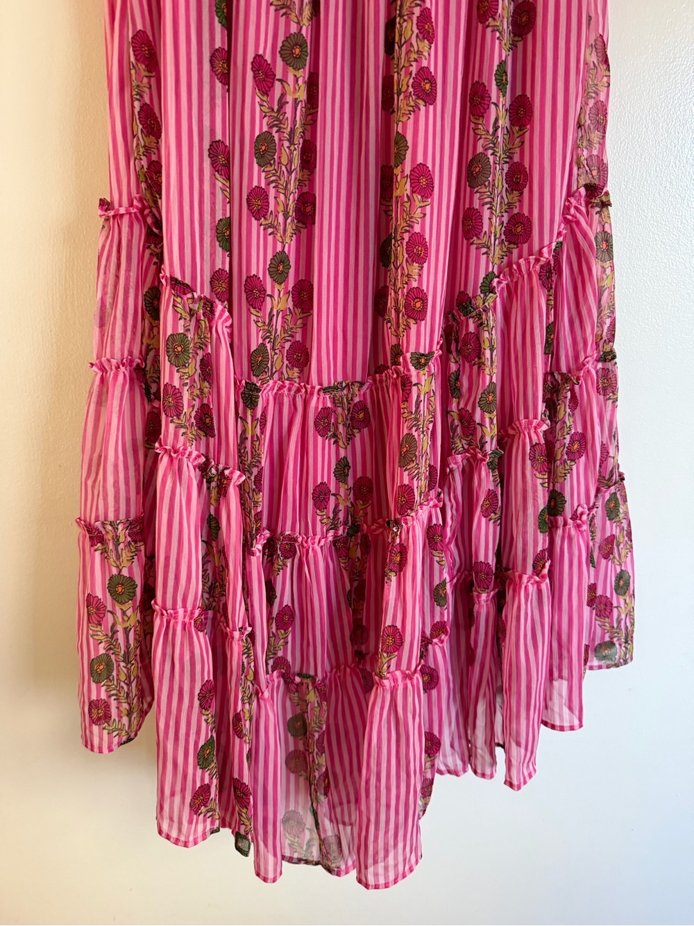 Free People Hot Pink Tiered Smocked Midi Dress - Picture 8 of 8